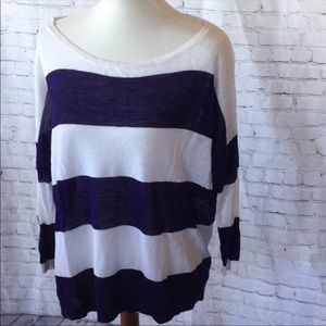 The Loft Navy blue and white striped long sleeve